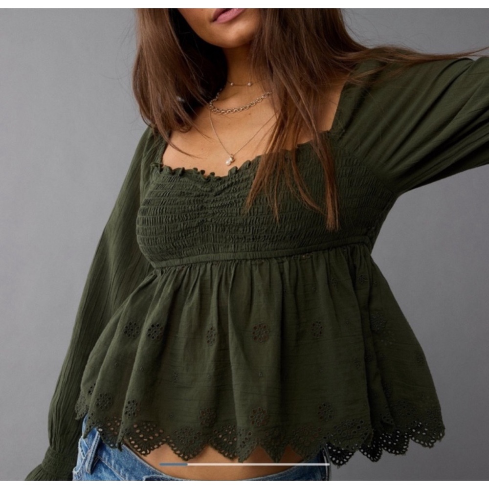 American Eagle Outfitters Dark Green Top